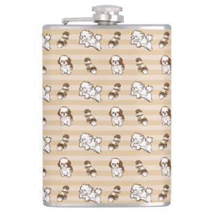shih tzu  dog pattern hip flask