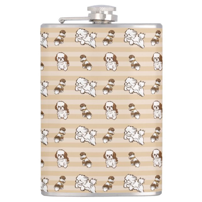  shih tzu  dog pattern hip flask (Front)