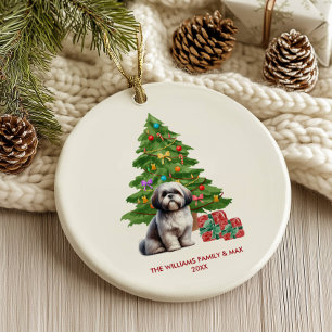 Shih Tzu Dog Personalised Christmas Ceramic Ornament