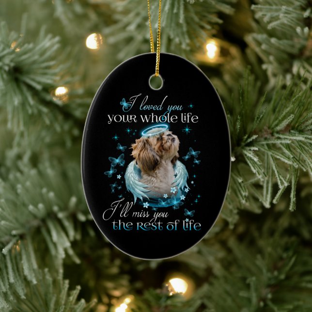 Shih Tzu Dog Pet Memorial Miss You Rest Of life Ceramic Ornament (Tree)