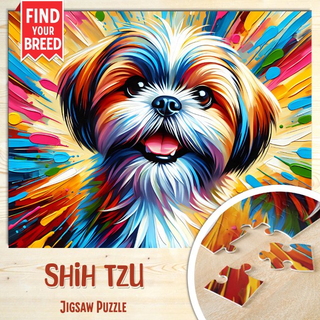 Shih Tzu Dog Portrait Acrylic Art Print Dog Lover Jigsaw Puzzle (Creator Uploaded)
