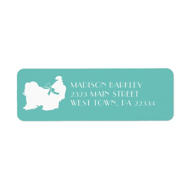Shih-Tzu Dog Puppy Long Hair Return Address Label (Front)