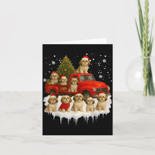 Shih Tzu Dog Red Truck Christmas Tree Santa Ugly X Card