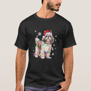 Shih Tzu Dog Reindeer Christmas Lights Ugly Xmas T-Shirt