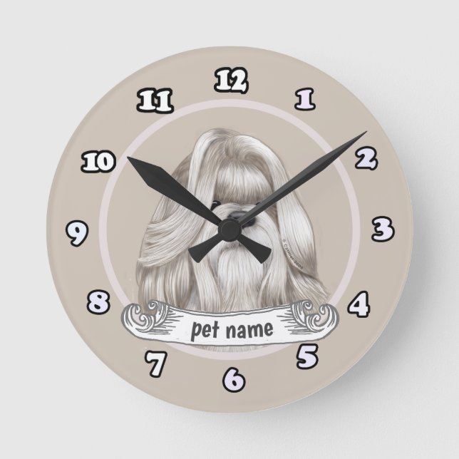 Shih Tzu Dog  Round Clock (Front)