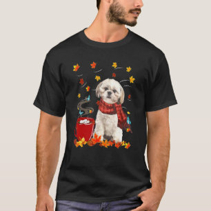 Shih Tzu Dog Scarf Fall Chocolate Autumn T-Shirt