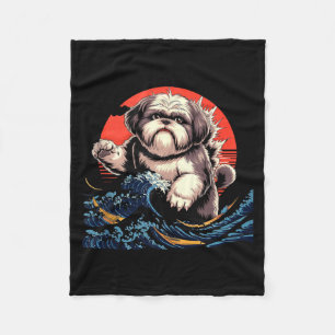 Shih tzu dog shihtzu dog japanese art shitzhu funn fleece blanket