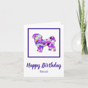 Shih Tzu Dog Silhouette Cute Purple PY&B Birthday Card