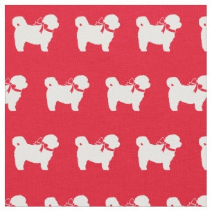 Shih Tzu Dog Silhouette Pet Red Fabric