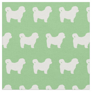 Shih Tzu Dog Silhouette Pet Sage Green Fabric