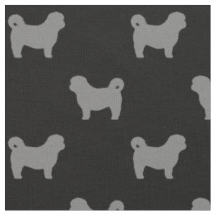 Shih Tzu Dog Silhouettes Grey and Black Patterned Fabric