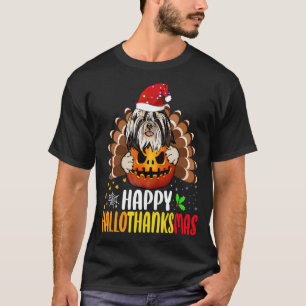 Shih Tzu Dog Thankgiving Happy Hallothanksmas T-Shirt