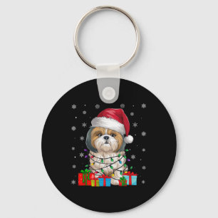 Shih Tzu Dog Ugly Xmas Lights Santa Shih Tzu Dog C Key Ring