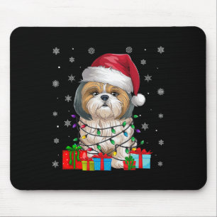 Shih Tzu Dog Ugly Xmas Lights Santa Shih Tzu Dog C Mouse Pad