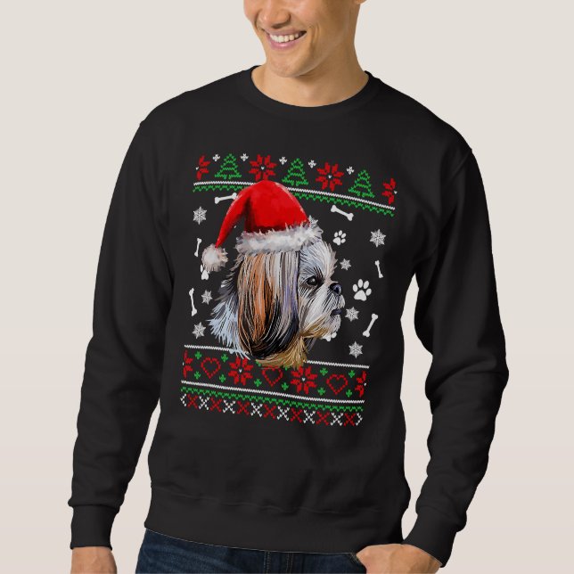 Shih Tzu Dog Uglyer Christmas Santa Sweatshirt (Front)
