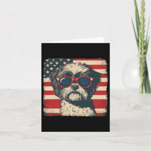 Shih Tzu Dog Usa Flag Patriotic Fourth Of July Men Card