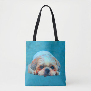 Shih Tzu Dog Water colour art Portrait Tote Bag
