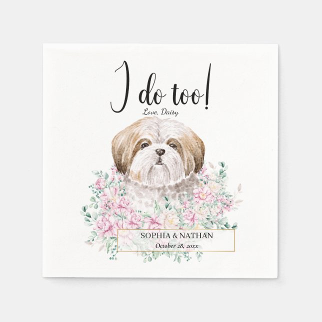 Shih Tzu Dog Wedding Cocktail Napkins (Front)