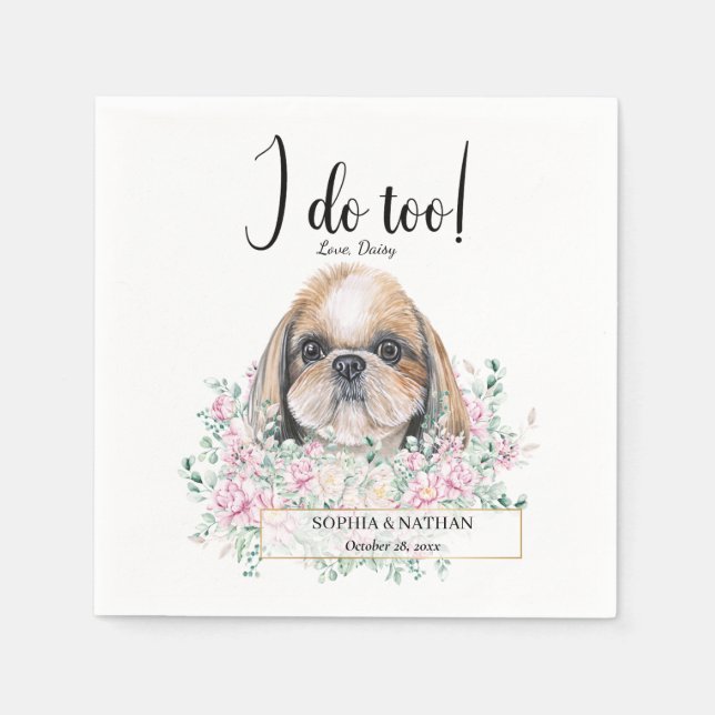 Shih Tzu Dog Wedding Cocktail Napkins (Front)