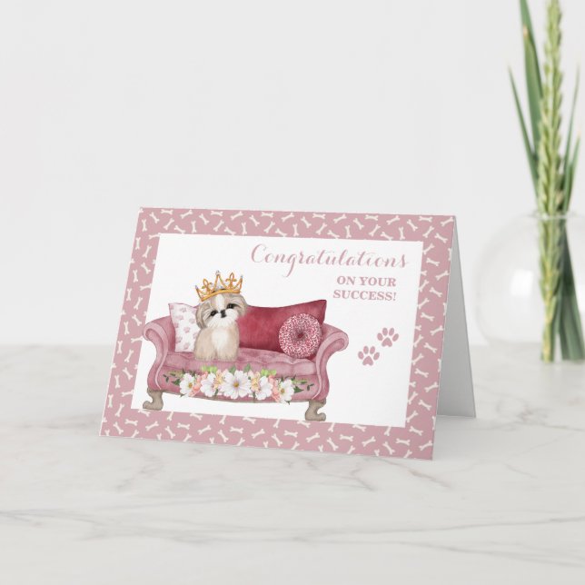 Shih Tzu Dog with Tiara Graduation  Thank You Card (Front)