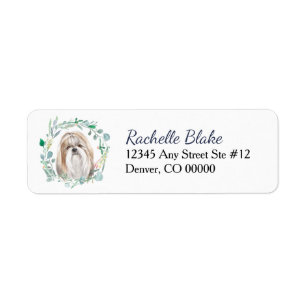 Shih-Tzu Dog Wreath Return Address Label