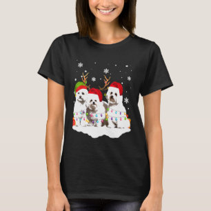 Shih Tzu Dogs Christmas 2020 Lights Santa Reindeer T-Shirt