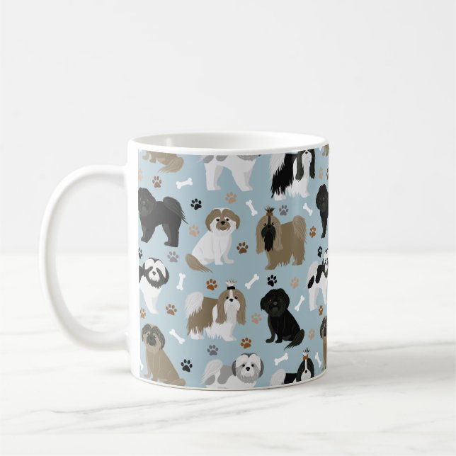 Shih Tzu Dogs Paws and Bones Coffee Mug (Left)