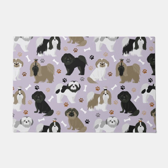 Shih Tzu Dogs Paws and Bones Doormat (Front)