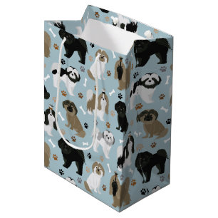 Shih Tzu Dogs Paws and Bones Medium Gift Bag
