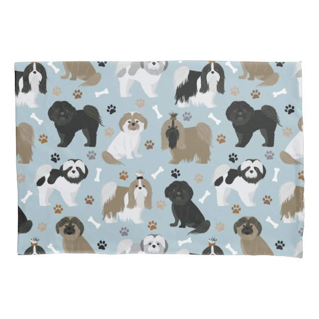 Shih Tzu Dogs Paws and Bones Pillowcase (Front)