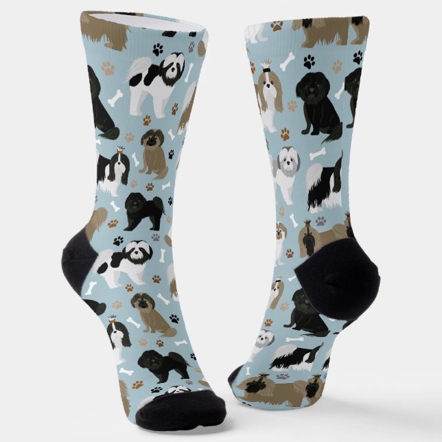Shih Tzu Dogs Paws and Bones Socks (Angled)
