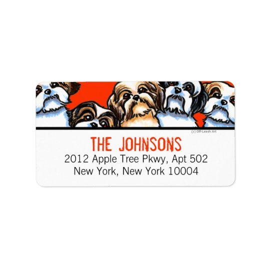 Shih Tzu Dogs Trendy Font Custom Colour Address Label