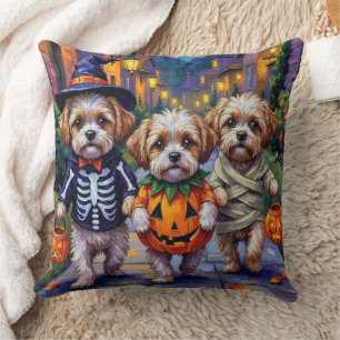 Shih Tzu Dogs Trick-or-Treating Halloween Costumes Cushion
