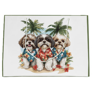 Shih Tzu Dogs Wearing Hawaiian Shirts Large Gift Bag