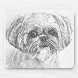 Shih Tzu Drawing Mouse Pad