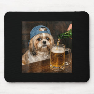 Shih Tzu Drinking Beer Funny Shih Tzu Dog Meme Mouse Pad