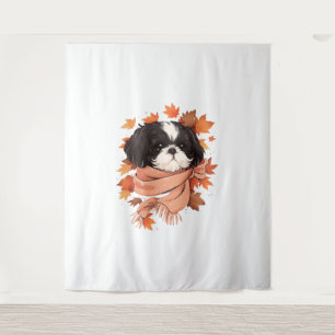 Shih Tzu Fall Dog Autumn Leaves Thanksgiving Copy  Tapestry