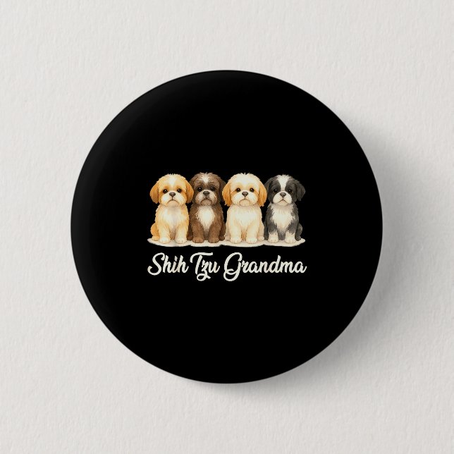 Shih Tzu Grandma Cute Dog Lover Gift Funny Women P 6 Cm Round Badge (Front)