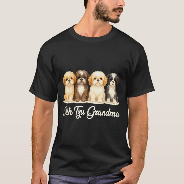 Shih Tzu Grandma Cute Dog Lover Gift Funny Women P T-Shirt (Front)
