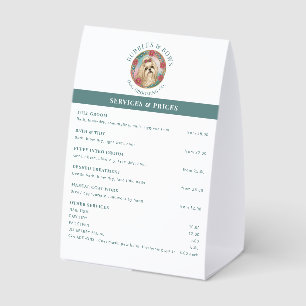 Shih Tzu Grooming Salon Price List Tent Card