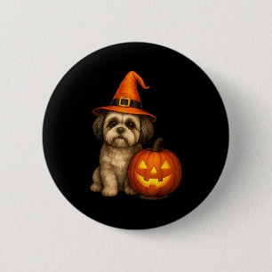 Shih Tzu Halloween Pumpkin Dog Costume Family Matc 6 Cm Round Badge