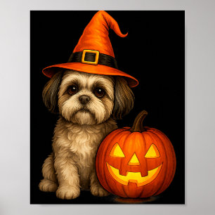 Shih Tzu Halloween Pumpkin Dog Costume Family Matc Poster