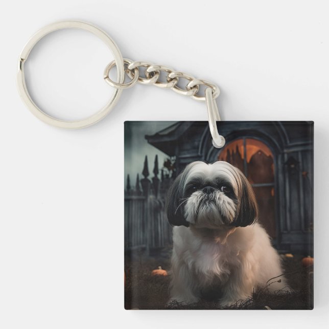 Shih Tzu Halloween Scary Key Ring (Front)