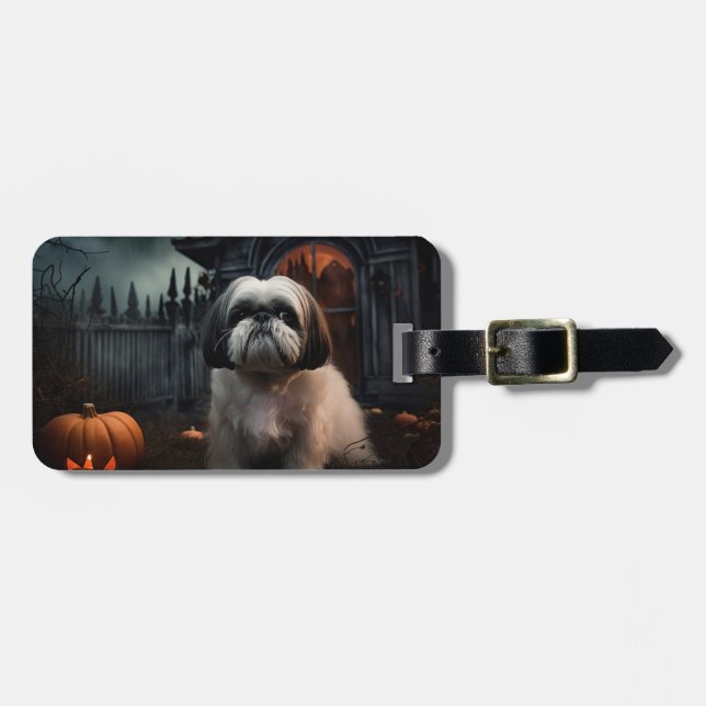 Shih Tzu Halloween Scary Luggage Tag (Front Horizontal)