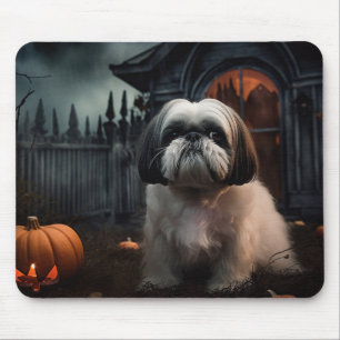 Shih Tzu Halloween Scary Mouse Pad