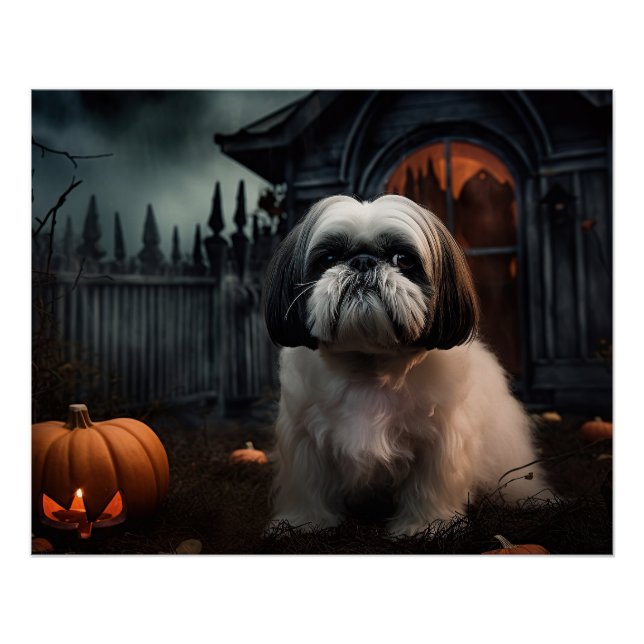 Shih Tzu Halloween Scary Poster (Front)
