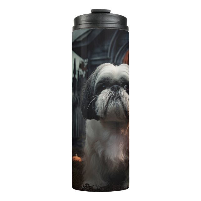 Shih Tzu Halloween Scary Thermal Tumbler (Front)