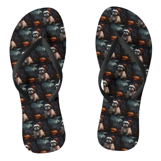 Shih Tzu Halloween Scary Thongs (Footbed)