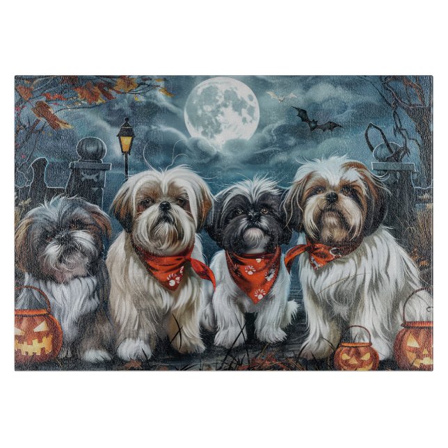 Shih Tzu Halloween Spooky Cutting Board (Front)
