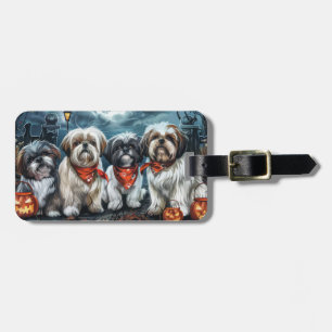 Shih Tzu Halloween Spooky Luggage Tag